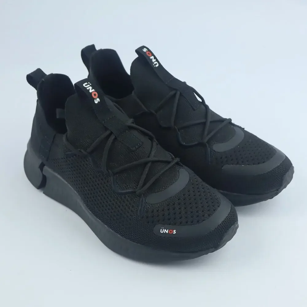 ÜNOS Men's Black Athletic Running Shoes Sneakers Comfort Casual Slip On 3.5-4.5